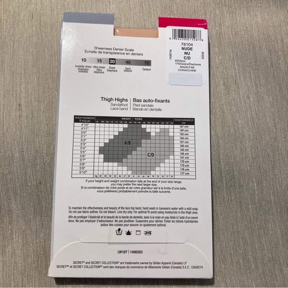 SECRET Sz C/D Silky Thigh High Sheer Nude Stockings - Picture 6 of 7